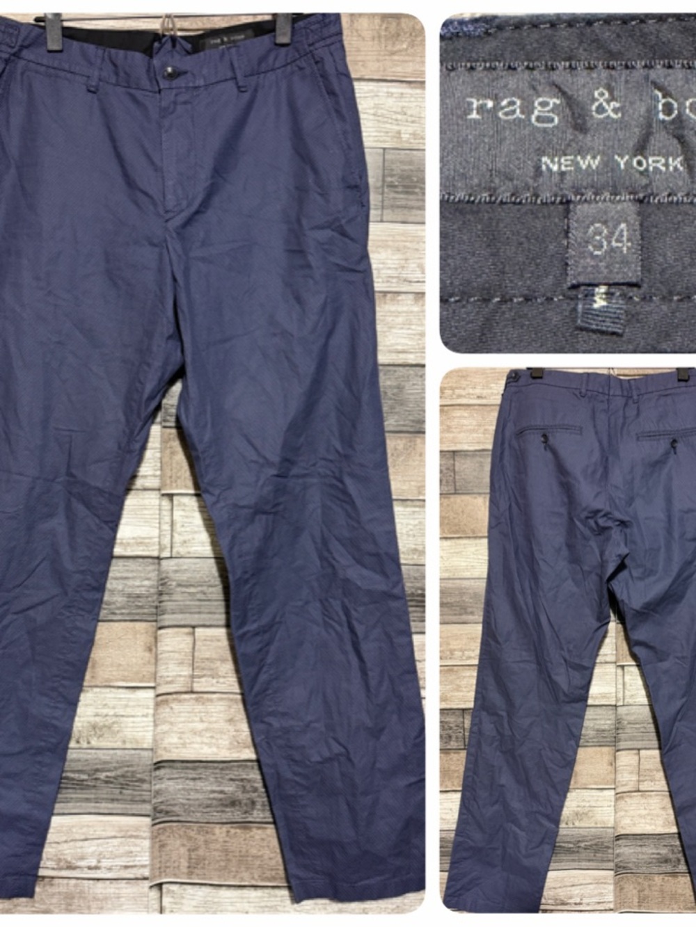 Rag & Bone Polka Dot Lightweight Cotton Chino Pants Men’s 34x31.5 Navy Blue